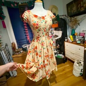 Stop Staring flare pinup dress in orange shades